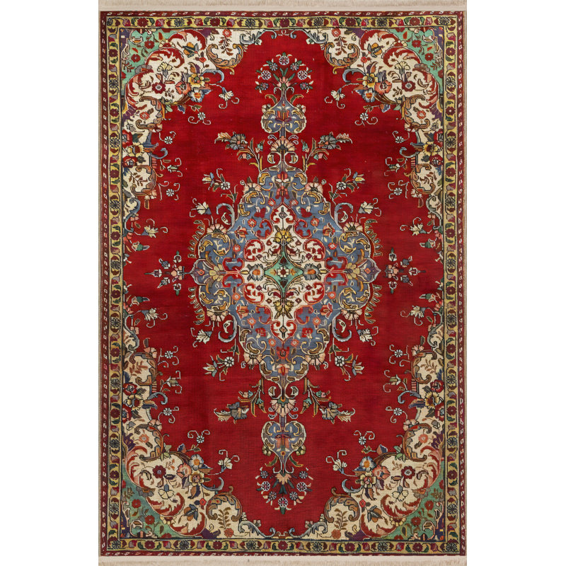 Tapis rouge en polypropylène à imprimé numérique Vontae, Rectangle 2 pi 8 po x 5 pi