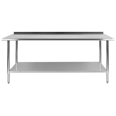 Woodford Stainless Steel Prep and Work Table with Backsplash and Undershelf