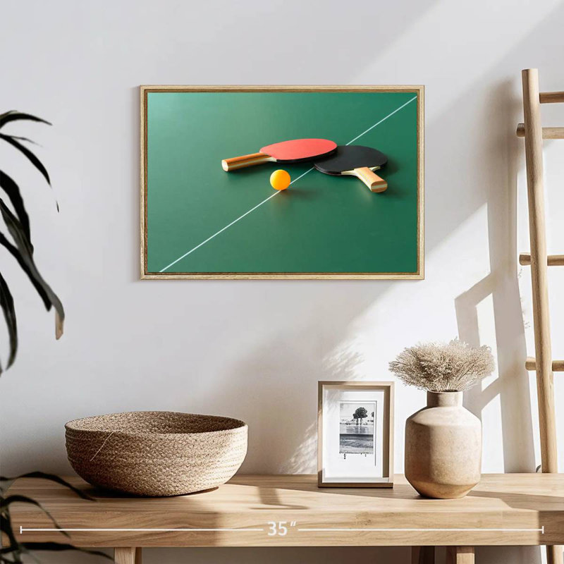 Pingpong Gear Set, Floating Frame Natural Wood, 19" X 13"