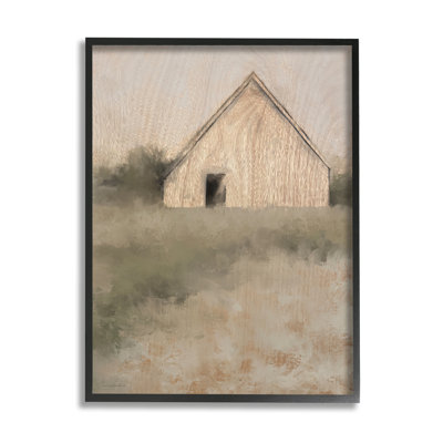 Rustic Country Cottage Triangle toit patiné, peinture de paysage - Peinture