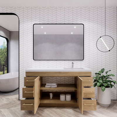 Verda 59.05 " W Freestanding Standard 1 Single Vanity Bathroom Vanity With Acrylic Top
