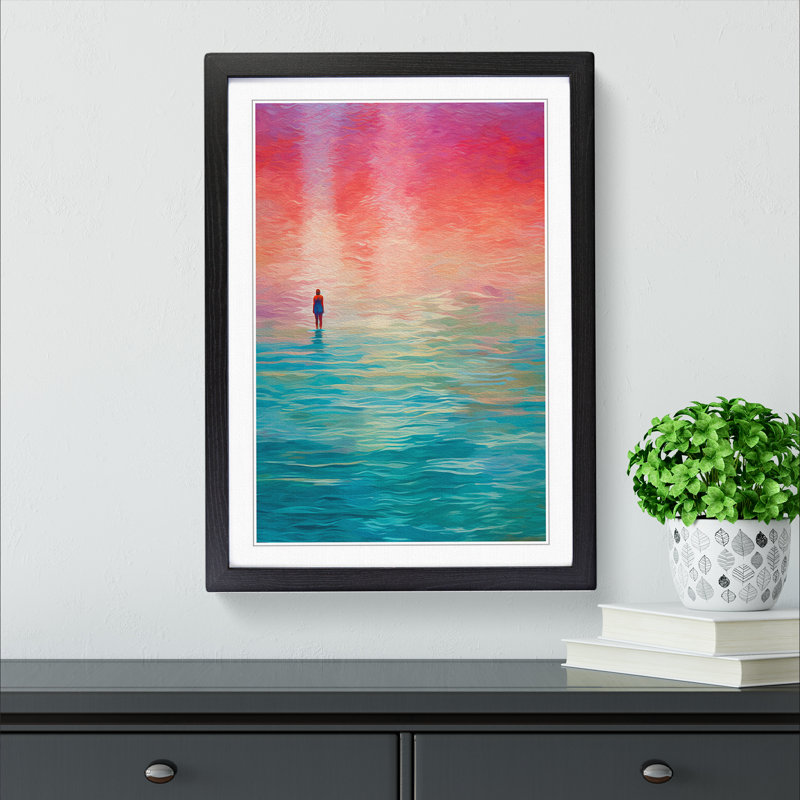 Swimming Colour Field Art - Framed Print, Black Framed, 46cm H x 34cm W