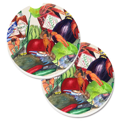 Ceramic Round 2 Piece Car Coaster Set