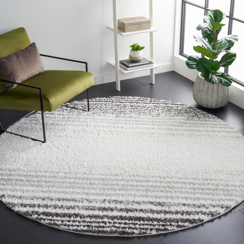 Berber Shag Performance Striped Rug, Round 7'