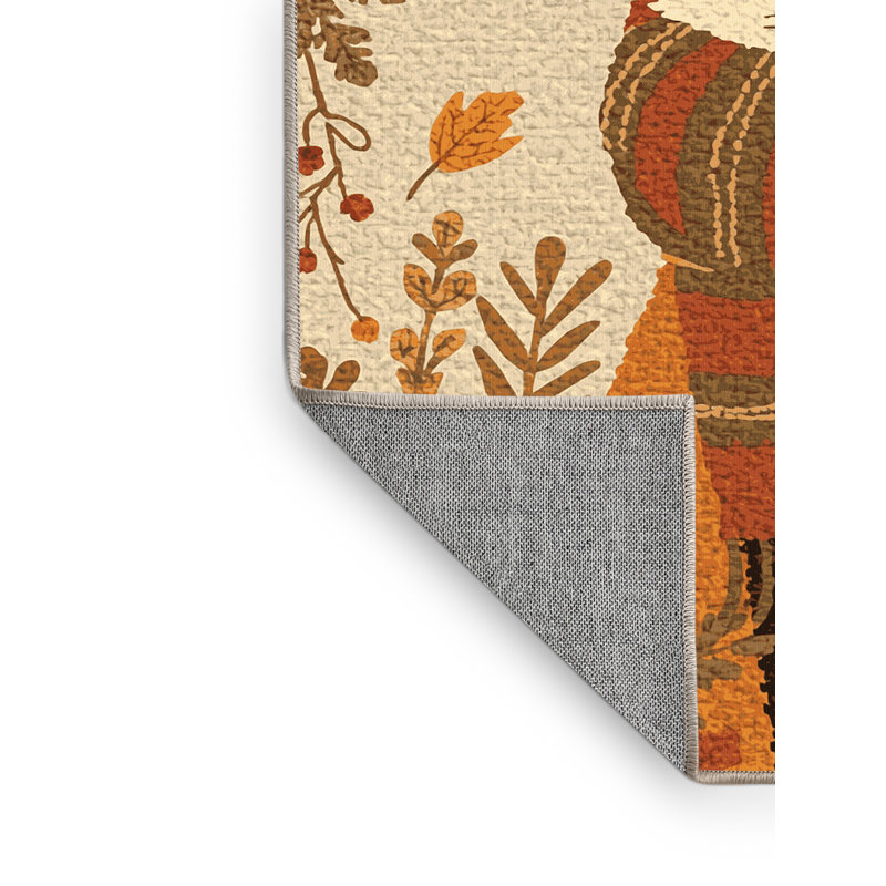 Tapis abstrait moderne et contemporain lavable à la machine Ahart Thanksgiving - beige, 7 x 10