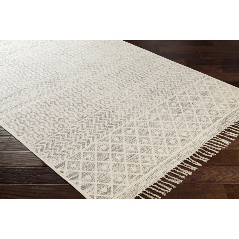 Tapis de style Sud-Ouest en coton tissé à la main Emmalyn, Rectangle 5 pi x 7 pi 6 po