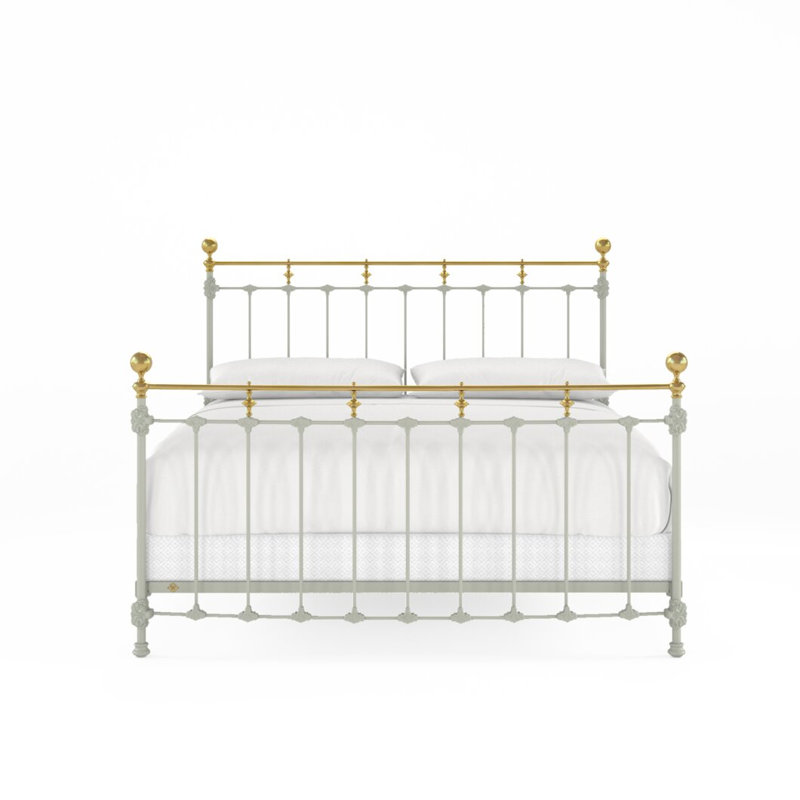 Lit en fer et laiton Excelsior, California King, Sage Green/Light Gold