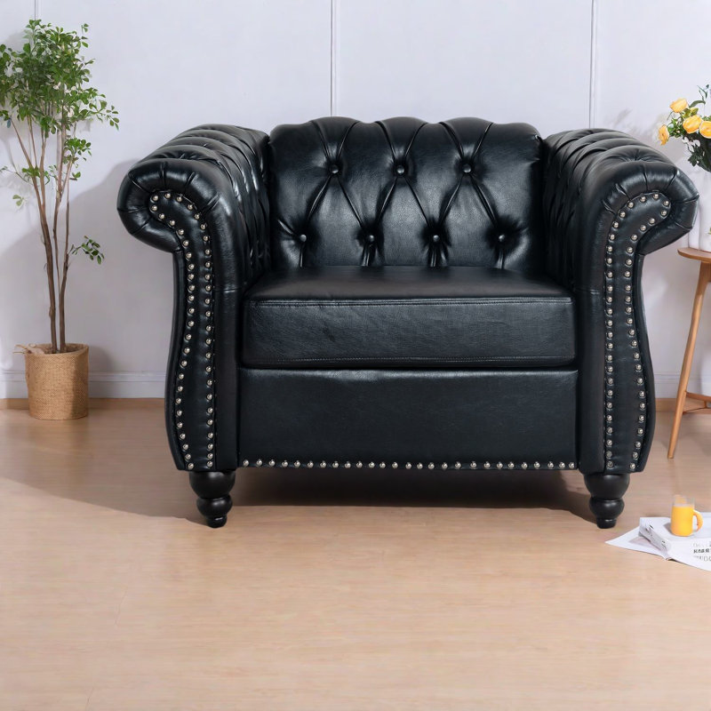 Compact Modern Black Pu Sofas For Living Room