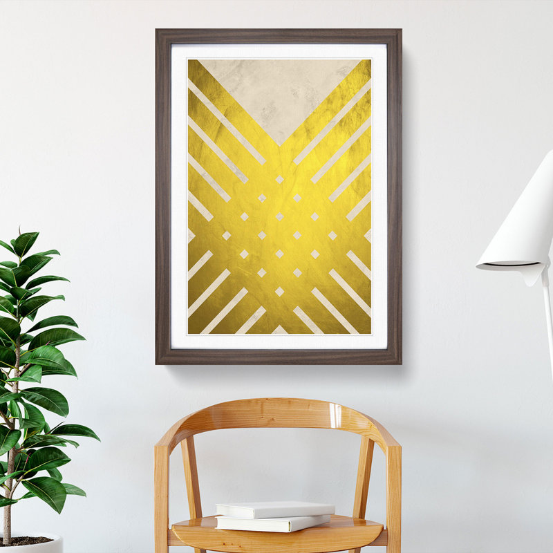 Golden Lattice - Picture Frame Graphic Art, 65cm H x 48cm W x 2cm D, Walnut Framed