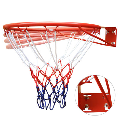 Panier de basketball orange / noir DOUBLE Fish de 18 pouces, filet de basketball avec anneau, filet et support, anneau de basketball de taille professionnelle résistant aux intempéries, convient pour un terrain de jeu scolaire mural