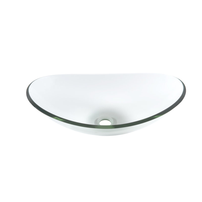 Novatto Glass Oval Bathroom Sink, Clear