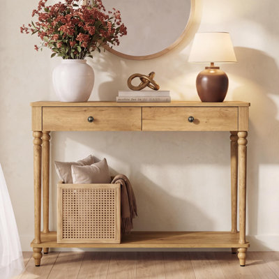 Table console de 39,3 pouces, table d'entrée étroite avec pattes en bois massif