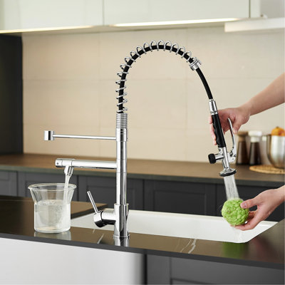 Pull Down Kitchen Faucet, , Single Handle Lever, 360 Degree Rotatable, Robust Performance Commercial Faucet With Spray, Handle, , Rotation, Efficient Design
