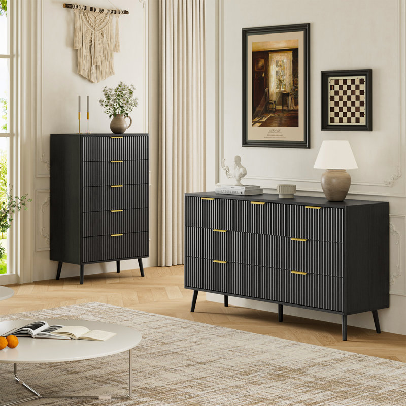 2 Pieces Bedroom Set, Black