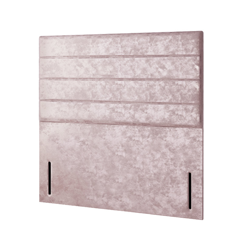 Kiara Stripped Floor Standing Headboard With Divan Base 4 Drawers Crush Velvet Cream With And Metal Feet (Double), 4 Drawers