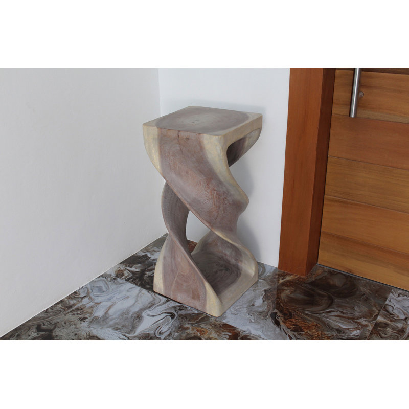 Ahliya Solid Wood Block End Table Set, Grey, 30" H x 14" W x 14" D