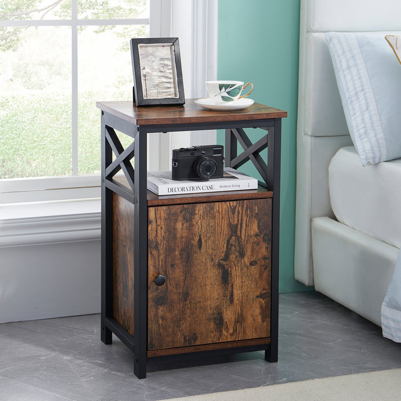Blevens 16'' W Metal Nightstand, Brown, Individual