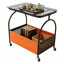 Table d'appoint à roulettes à 2 niveaux avec plateau en verre trempé et panier de rangement, table de chevet moderne sur roulettes
