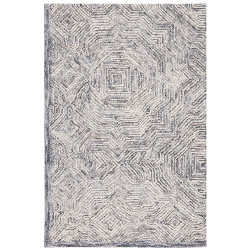 Ahmya Hand Tufted Wool Abstract Rug, Rectangle 6' x 9'