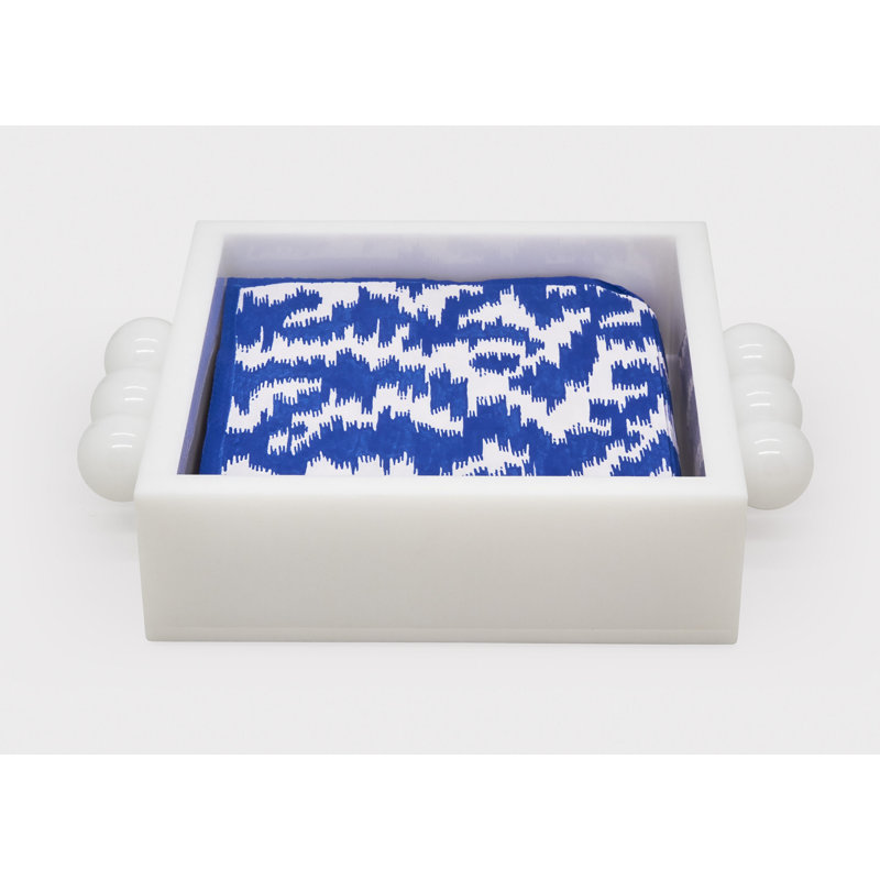 Acrylic Coctail Napkin Holder w/Bubbles, White