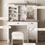 Bureau rustique pour chambre à coucher avec miroir coulissant, fonction de charge et miroir de meuble-lavabo élégant et rangement - rangement multicouche