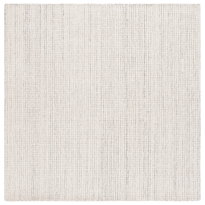 Ivory and Grey 6' x 6' Square Hand Tufted Wool Rug