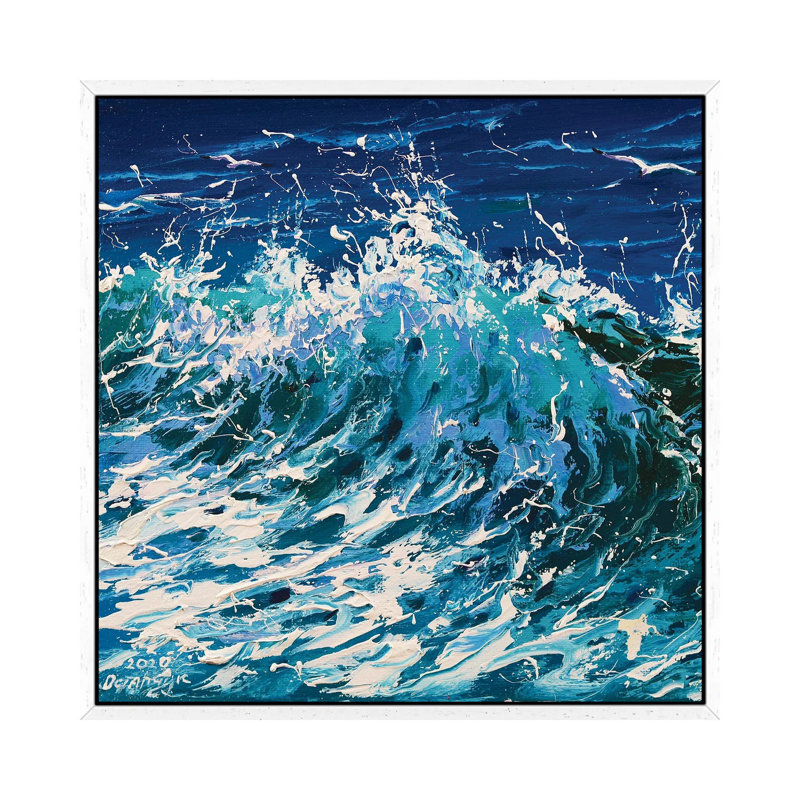 Wave by Andrej Ostapchuk - Painting on Canvas, White Framed, 93.98cm H x 93.98cm W x 3.81cm D