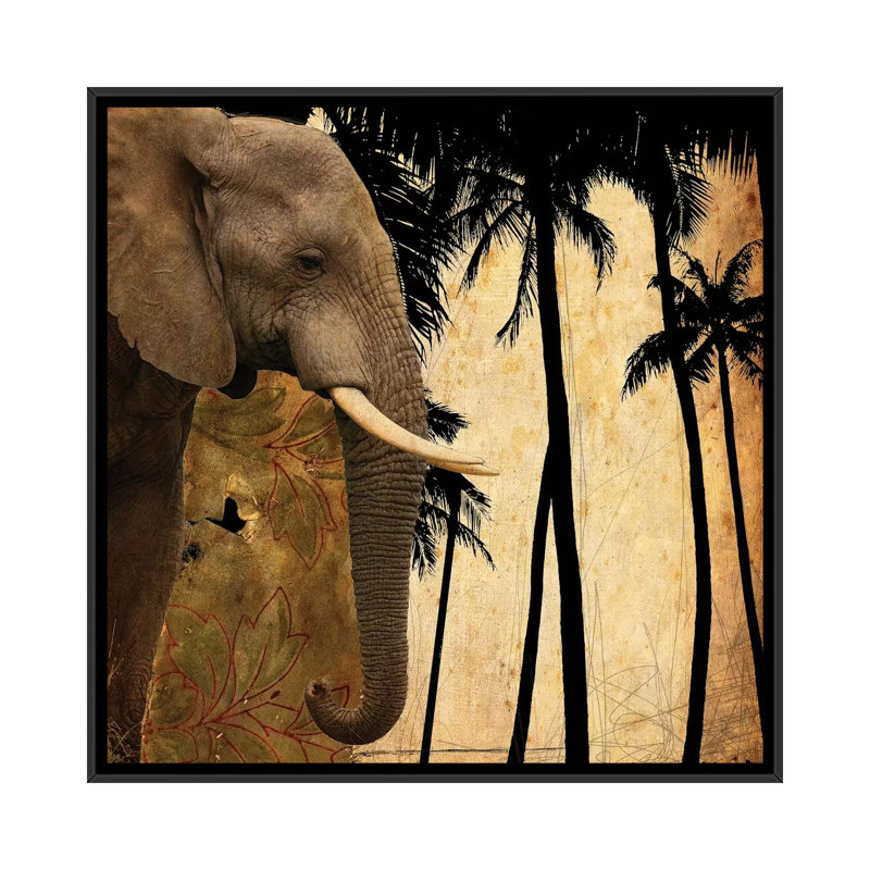 « mighty éléphant i », impression sur toile, H 18 po x l 18 po x P 1,5 po, Toile avec cadre noir