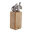 Figurine décorative sur base en bois pour décoration intérieure - Sculpture moderne pour console ou décoration de salon - 10 po, brun et argent