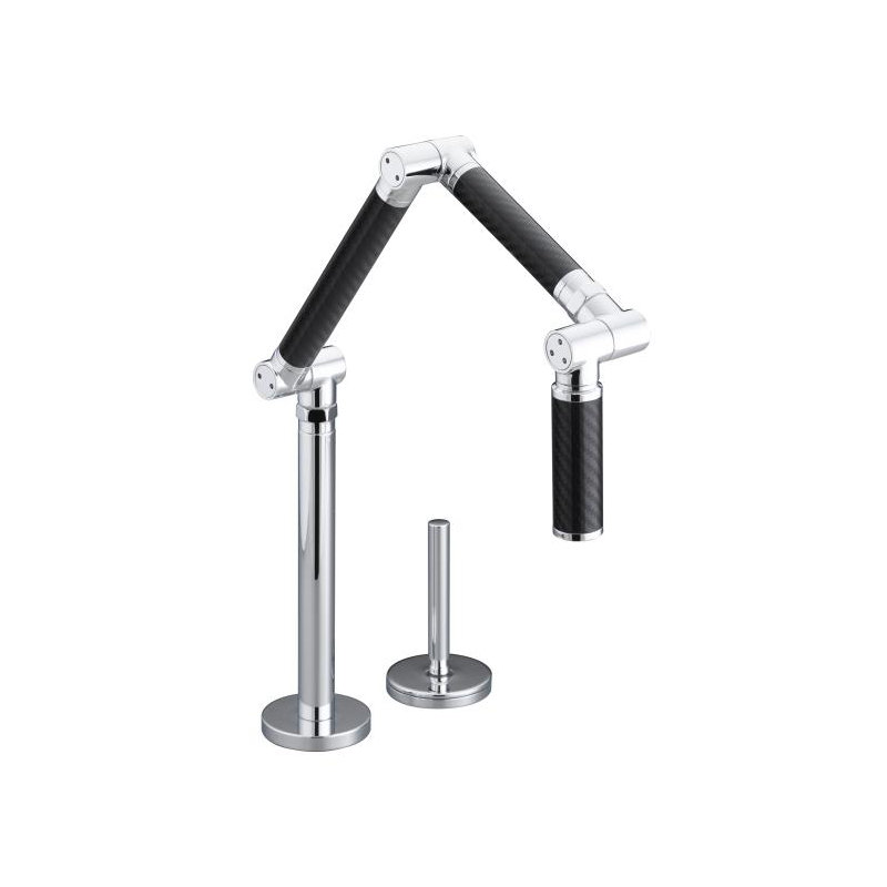 Karbon Two-Hole Deck-Mount Pot Filler, Polished Chrome with Black Tube