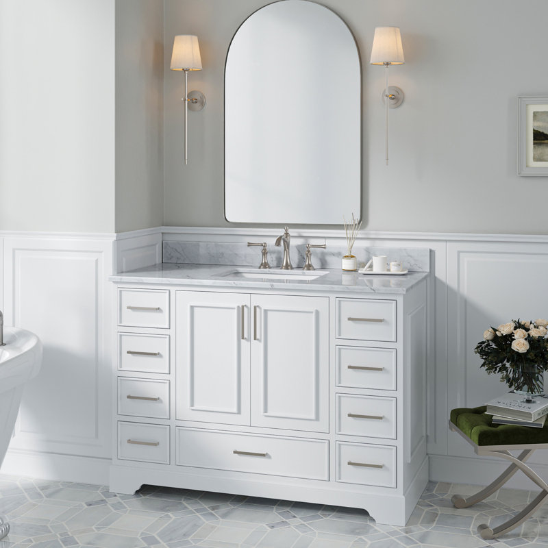 Meuble-lavabo simple avec plateau Abita 49, Blanc