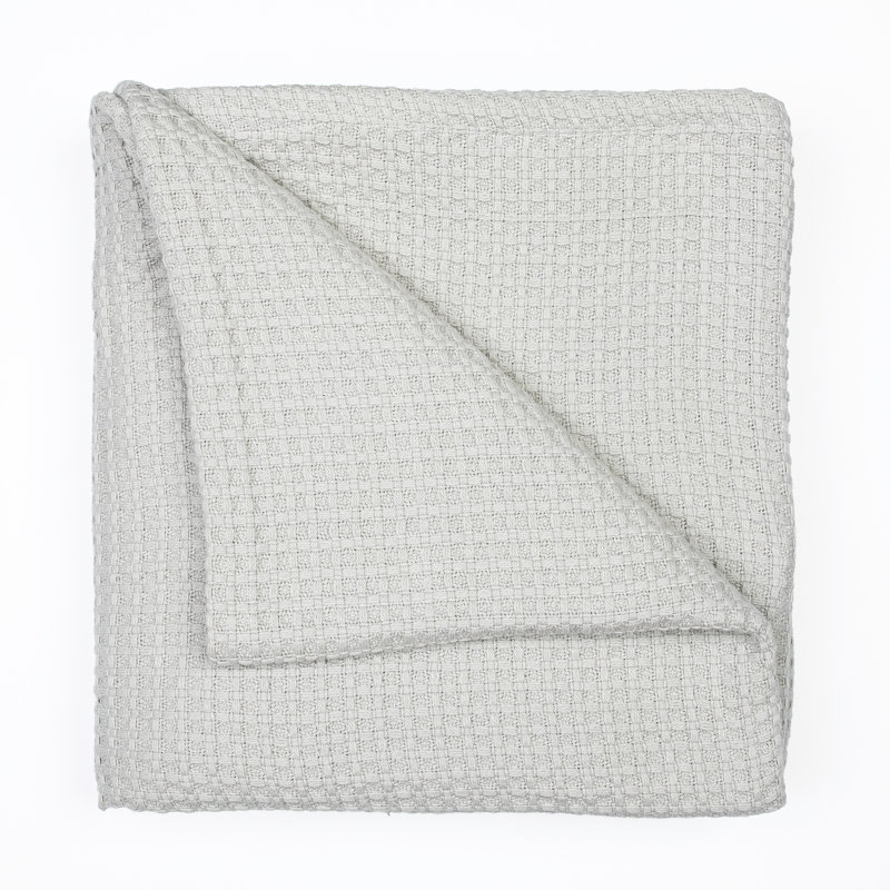 Couverture en coton Waffle Weave, Simple, Gris clair