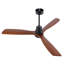 Hot Ventilateur de plafond noir moderne 60 pouces avec lumière et 3 pales en bois massif avec moteur à courant continu réversible