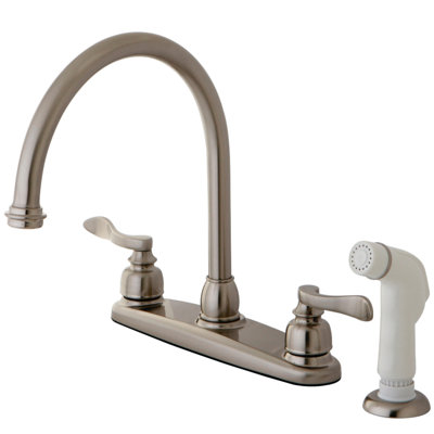 Kingston Brass NuWave French Two-Handle 4-Hole 8" Centerset Kitchen Faucet with Side Sprayer