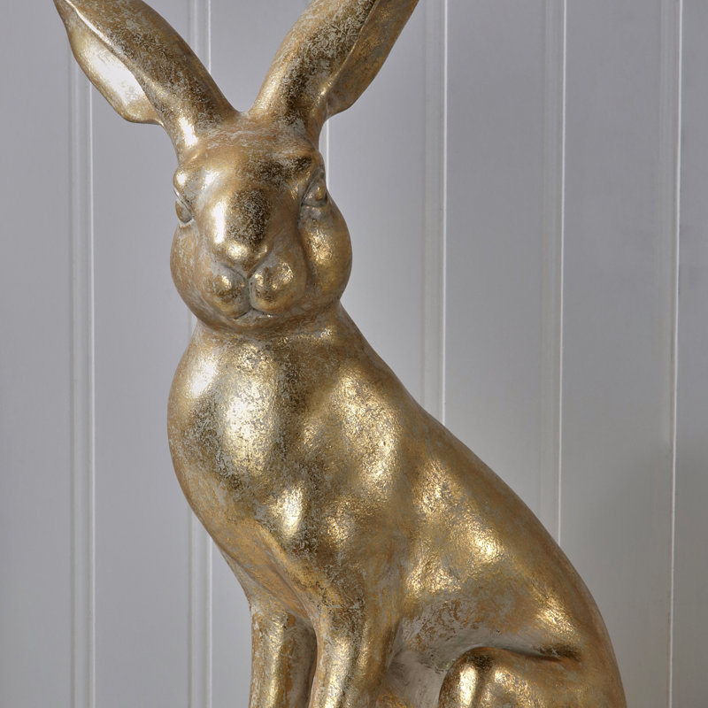 Lapin doré 15,5 po en résine