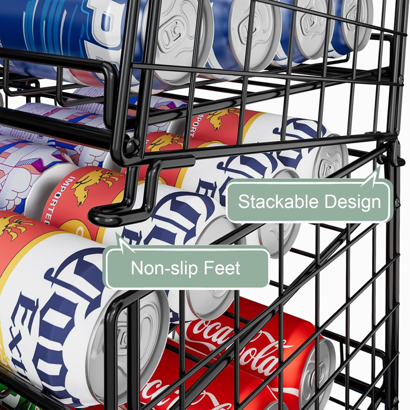 2 Pack Adjustable Can Rack Organizer, Stackable Can Storage for Kitchen Pantry Cabinet, 3-Tier Can Holders for Food, Multifunctional Can Dispenser for Snacks Soda