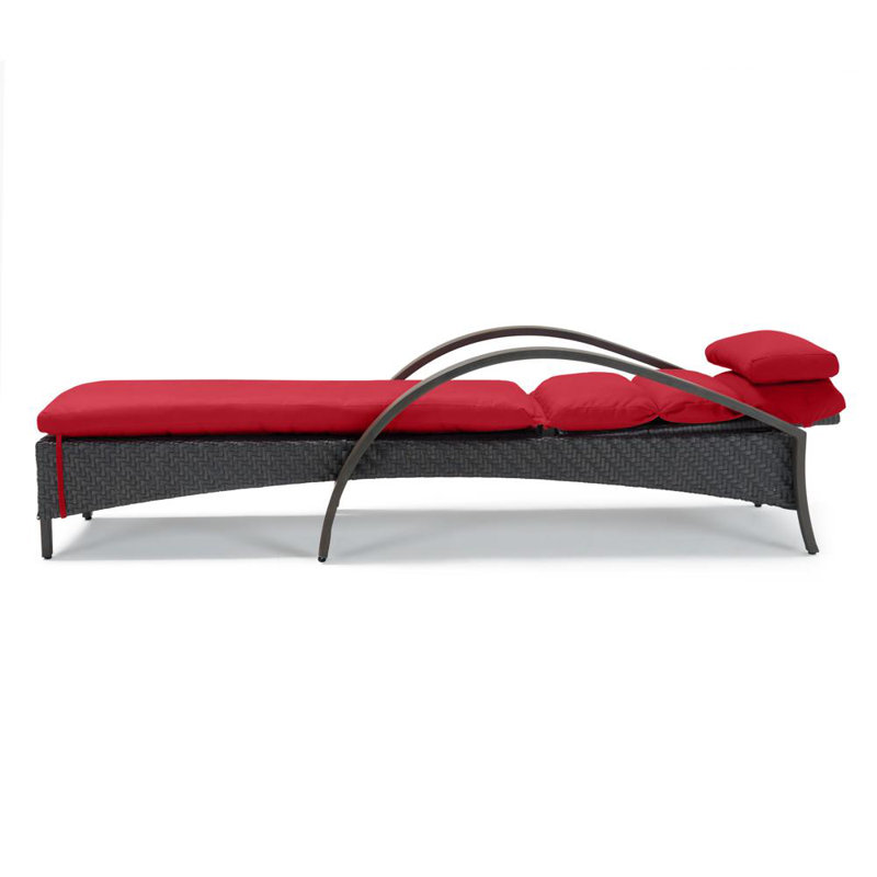 Barcelo Reclining Chaise Lounge with Cushion, Canvas Jockey Red Sunbrella® Canvas