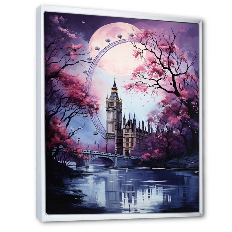 Carrousel éternelle IV de la grande roue mauve, reproduction sur toile, H 32 po x l 24 po x P 1 po, Cadre flottant blanc