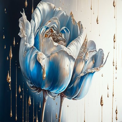 Glace bleue et dorée, goutte à goutte tulipe I Glace bleue et dorée, goutte à goutte tulipe I - reproduction
