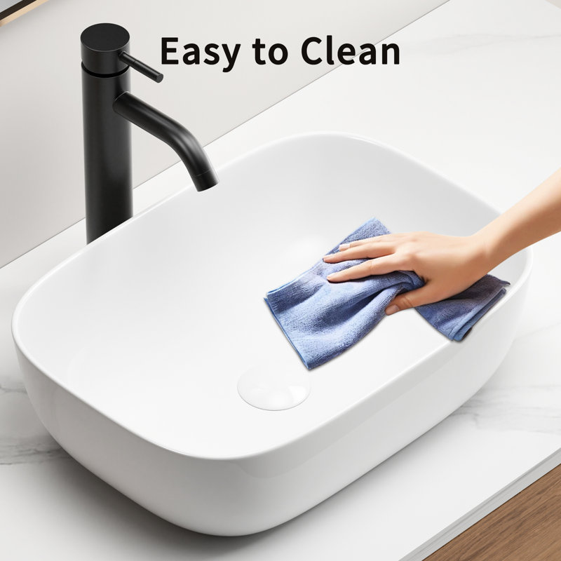 Classic Rectangle White Ceramic Lavatory Wash Basin, Fashion Aesthetic Layout, Stain - Surface , Quick Installation Arrangement Appeal, Surface, Process