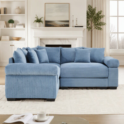 Canapé d'angle modulaire surdimensionné Cloud avec design convertible, assise profonde, accoudoirs extra-larges et 10 coussins décoratifs en tissu velours côtelé de qualité supérieure