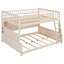 Lit superposé double au-dessus de grand lit double avec tablettes intégrées, lumières à changement de couleur et panneau perforé, beige-697870166-697870165