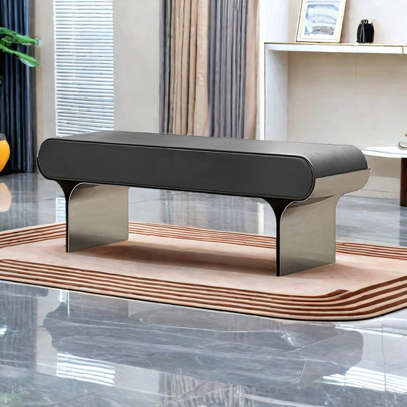 Toriona Faux Leather Upholstered Bench, 17.71" H x 62.99" W x 15.74" D, Dark Gray