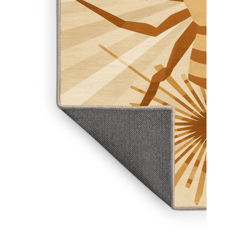 Tapis beige doux et moelleux à motif d'araignées mi-siècle à motif d'araignées chameaux, 8 x 10