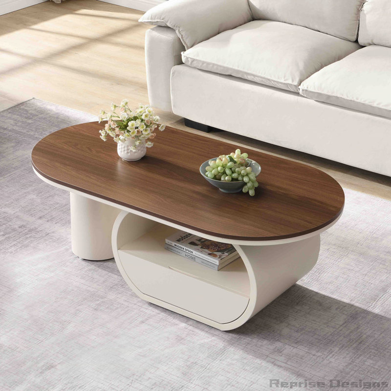 Table basse ovale 47,24 po, Brun / Blanc