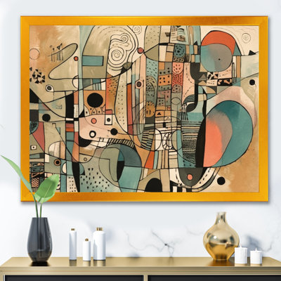 «Golden Mid Century Boho», art mural abstrait minimalisme
