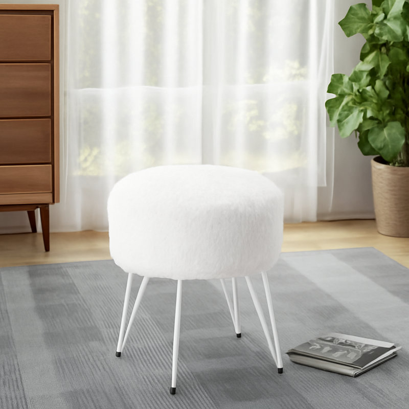 Adarsh Iron Accent Stool, White