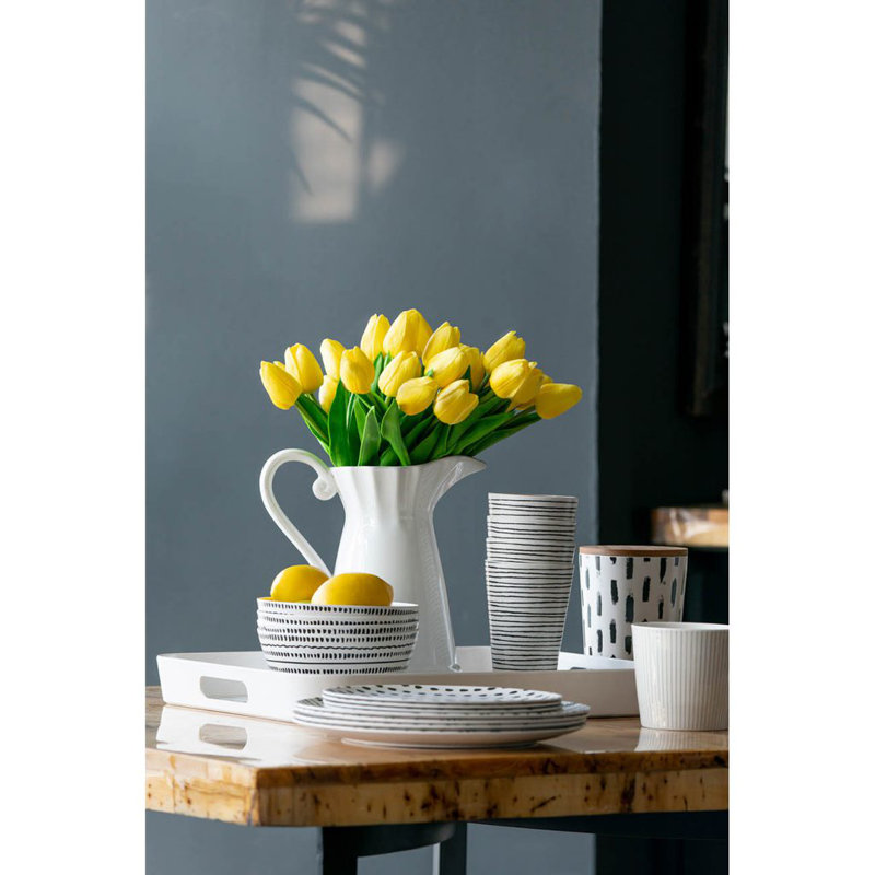 Faux Tulip 9 Stem Bundle Set of 3 5.5"Dia. x 13", Yellow/Green