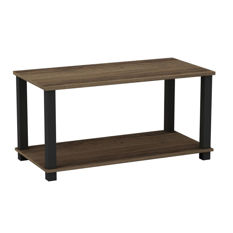 Shemari Solid Wood Coffee Table with Storage, Black, Dark Oak