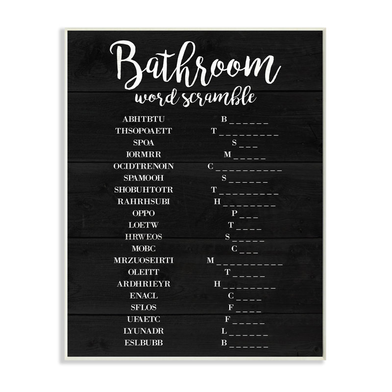 « salle de bain, noir et blanc brouiller », impression, Plaque en bois, H 13 po x l 19 po x P 0,5 po